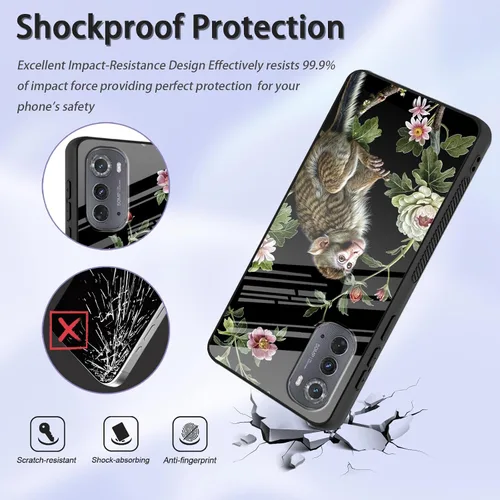 Vista 250 de Funda para Motorola Moto Edge 2022, cubierta trasera de vidrio templado con protector de pantalla, funda protectora a prueba de golpes para Motorola