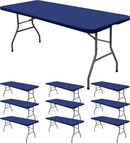 Vista 24 de 6 Pack de Manteles Ajustados para Mesas Rectangulares de 8 Pies, Cubierta de Mesa Aqua Azul Elástica para Picnic al Aire Libre, Paños de Mesa