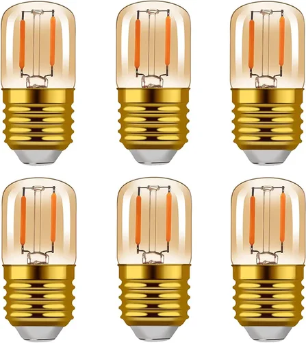 Vista 8 de Bombillas LED ámbar E26 de 1 W, T28 Mini Edison tubo lámpara de 2200 K cálidas, equivalente a 10 W, bombilla decorativa de repuesto no regulable