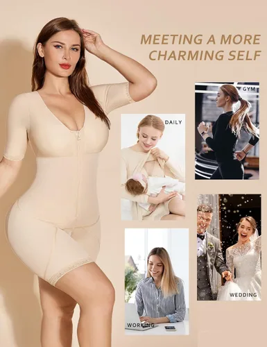 Vista 5 de SHAPSHE Moldeador de cuerpo completo para mujer control de abdomen fajas colombianas entrenador de cintura levantamiento de glúteos con cremallera