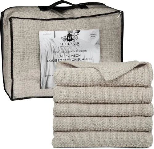 Vista 14 de HILLFAIR Manta 100% algodón peinado, manta de cama Twin XL, suave, acogedora, cálida, mantas multipropósito para decoración del hogar de lujo, 66 x
