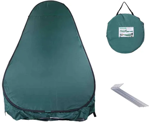 Vista 7 de Tienda de campaña portátil desplegable para inodoro, camping, ducha, tienda de campaña para vestuario, verde, 47.2 pulgadas de ancho x 74.8 pulgadas