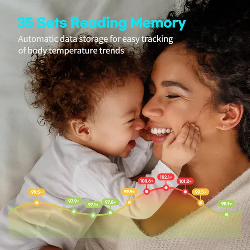 Vista 5 de HubiBaby - Termómetro infrarrojo sin contacto para adultos, termómetro digital preciso para la frente, pantalla LED grande, alarma de fiebre