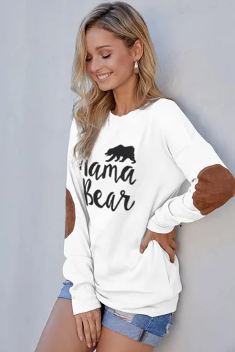 Vista 4 de Pink Queen - Blusa suelta de mujer con cuello redondo, camiseta de manga murciélago con parches