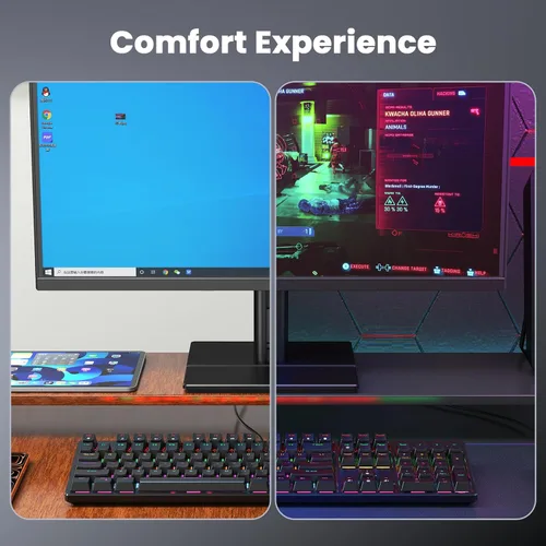 Vista 8 de Mechanical Gaming Keyboard Wired, Red Switch USB Keyboard, 104 Key Full Size Light Up Computer Keyboard for PC Mac