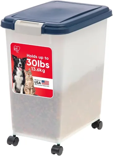 Vista 12 de IRIS USA Contenedor de almacenamiento de comida para perros con ruedas, tapa hermética, cuchara de 2 tazas, almacenamiento de alimentos