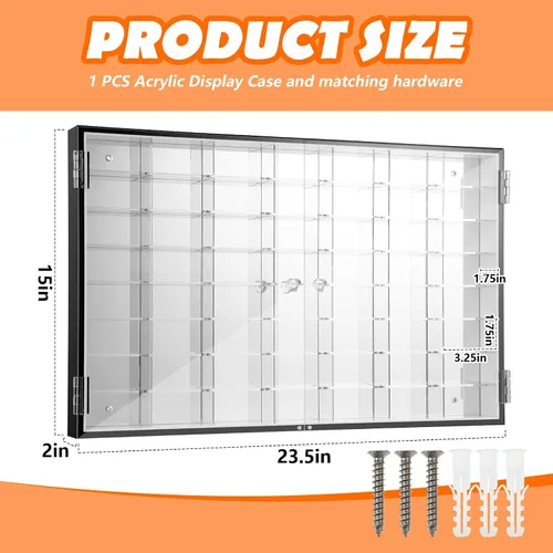 Vista 2 de Suzile 1/64 vitrina de acrílico fundido a presión para pared de automóvil, modelo fundido a presión, ruedas transparentes, gabinete