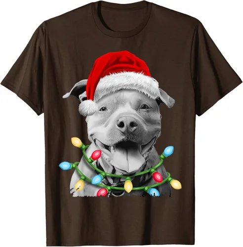 Vista 7 de Pit Bull Santa - Camiseta de perro con luces para árbol de Navidad para niños, Negro, S
