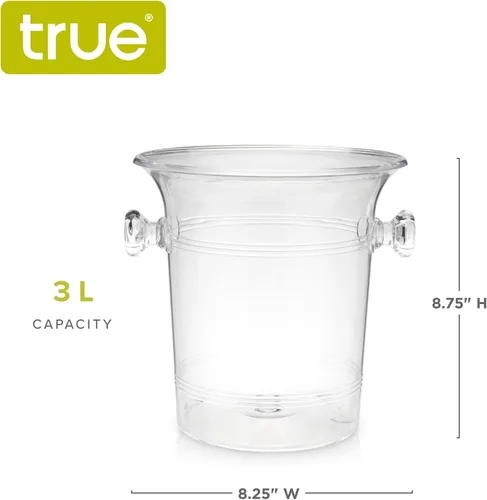Vista 3 de Cubo de Hielo de Acrílico Transparente Verdadero con Asas, Capacidad de 3 Litros, Cubo Duradero para Vino y Champán, Perfecto para Fiestas, BBQs