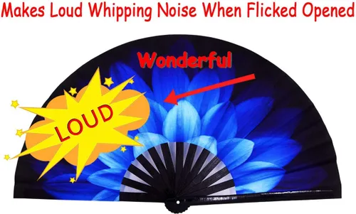 Vista 5 de Rave Fans - Ventilador de mano plegable grande para baile de línea, grandes abanicos de aplausos plegables para baile, festival de música, fiesta