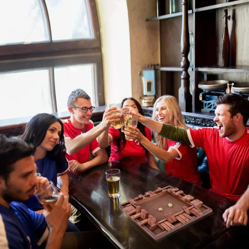 Vista 5 de Shut The Box Juego de madera para 4 jugadores, juego de mesa clásico para niños y adultos, juguete educativo de aprendizaje de matemáticas, juego