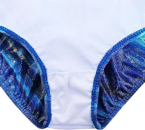 Vista 5 de TFJH E Leotardos de gimnasia de una pieza para niñas, ropa deportiva brillante
