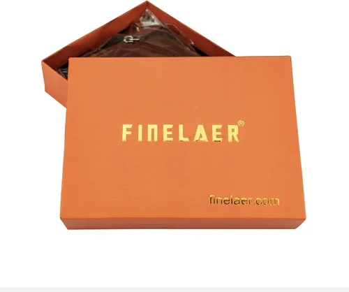 Vista 6 de FINELAER Carteras delgadas de cuero con bolsillo frontal para hombre Coñac Minimalista