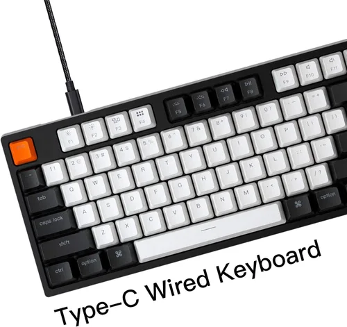 Vista 2 de Keychron Teclado mecánico con cable C1 Mac interruptor Gateron G Pro marrón 87 teclas Tenkeyless ABS teclado de computadora para computadora