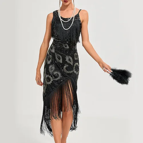 Vista 4 de Christmas Party Dress Party Sexy Dress Fashion Solid Color Sequin Fringe Dress New Years Eve. Women's Dresses
