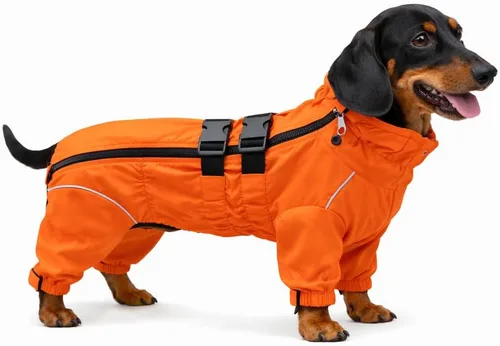 Vista 10 de Lovelonglong - Chaqueta impermeable para perros, ligera, impermeable, reflectante, resistente al viento, a prueba de nieve, para perros pequeños