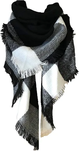 Vista 131 de Wander Agio - Bufanda envolvente con diseño a cuadros o triangular para mujer, cálida y larga, de punto, sensación de cachemira, chal