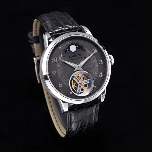 Vista 3 de Sugess S429.02 Tourbillon Master MoonPhase Seagull ST8235 Reloj mecánico de cristal de zafiro para hombre, plateado