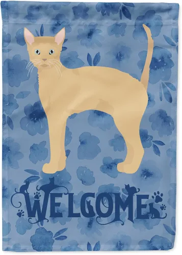 Vista 277 de Caroline's Treasures CK4813CHF - Bandera de bienvenida con gato abisinio azul, manga grande, para porche, para colgar en la pared, poliéster