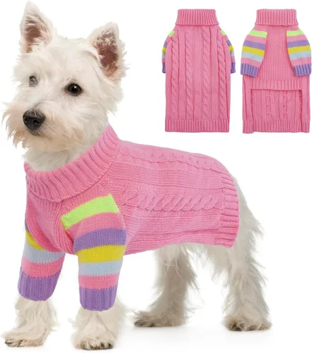 Vista 47 de Suéter XS para perro, suéter de cuello alto con manga para Yorkie Azul
