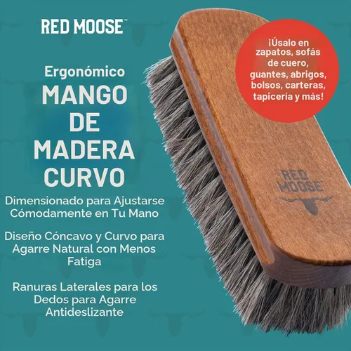 Vista 5 de Cepillo para zapatos de crin - Cepillo para pulir zapatos para cuero, botas