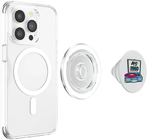 Vista 4 de Made In 1980 Turntable 80s Music Vinyl Record Player Retro PopSockets MagSafe PopGrip for iPhone