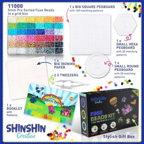 Vista 3 de Kit XL de cuentas de fusible, cuentas de fusión para manualidades infantiles Kit de planchado para niños - Cuentas de fusible, compatibles