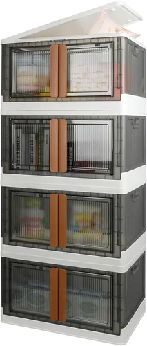 Vista 9 de Armario de almacenamiento con tapas, caja plegable, 8.4 galones (32L), con doble puerta y hebilla, plegable, debajo de la cama o uso de encimera