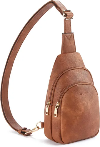 Vista 183 de Telena Riñonera pequeña para mujer, de cuero, cangureras, bolsa de pecho para mujer
