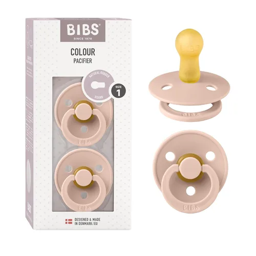 Vista 64 de BIBS - Paquete de 2 chupetes para bebés, goma natural libre de bisfenol A, hechos en Dinamarca, colección Colour, para bebés de 18+ meses, azul bebé