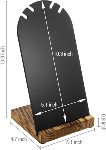 Vista 3 de MyGift Moderno soporte de collar doble acrílico negro con panel desmontable y base de madera maciza rústica quemada, soporte de caballete de joyería