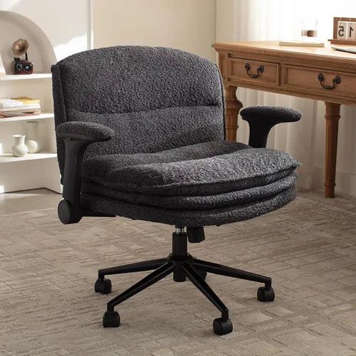 Vista 14 de Dowinx Silla cruzada con brazos y ruedas abatibles ajustables, cómodo sillón ergonómico de escritorio de oficina con 3 cojines de capa, silla