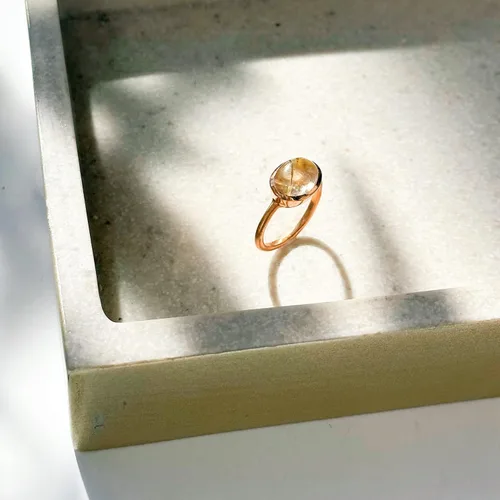 Vista 107 de Oval Birthstone Ring Bezel Set in Vermeil Gold, Sterling Silver, or Rose Gold, Stacking Birthstone Ring [rOMB]