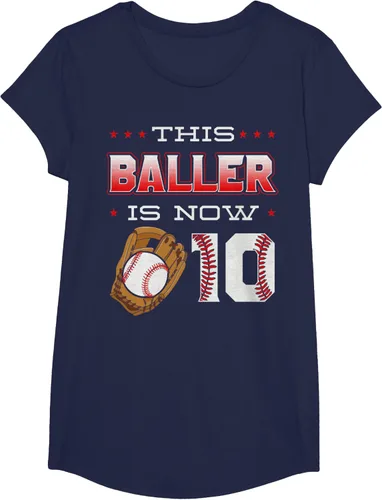 Vista 31 de This Baller Is Now 10 - Camiseta de béisbol para fiesta temática de cumpleaños número 10, Negro