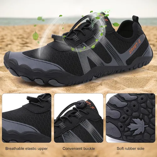 Vista 2 de KUNWFNIX Zapatos de agua para hombres y mujeres, secado rápido, para deportes acuáticos, calcetines acuáticos para natación, playa, piscina, surf