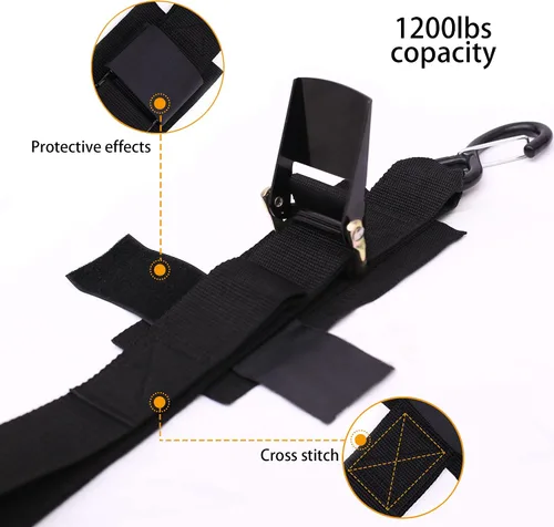 Vista 2 de Correas de amarre para remolque de barco, correas de amarre con ganchos de cierre y accesorios de bucle suave, correas de seguridad ajustables