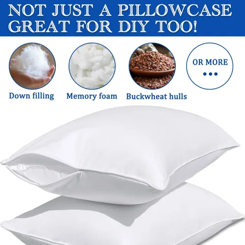 Vista 3 de Precoco - Funda de almohada corporal, 100 % algodón, funda de almohada corporal blanca de primera calidad con doble cremallera ajustada