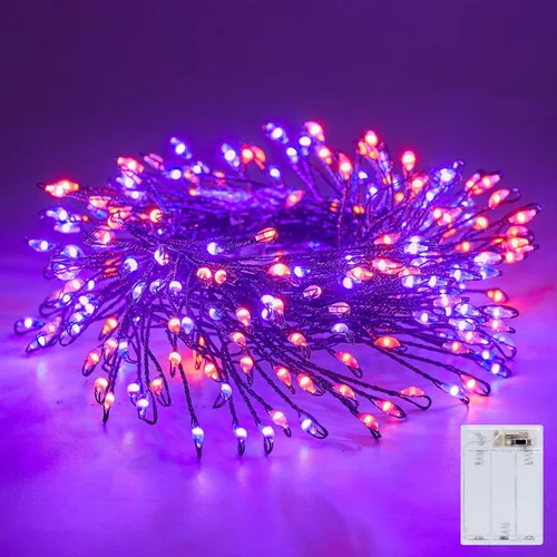 Vista 9 de Luces de hadas que funcionan con pilas, luces de cuerda centelleantes impermeables con cable plateado de 5 pies y 60 LED, luces de fuegos