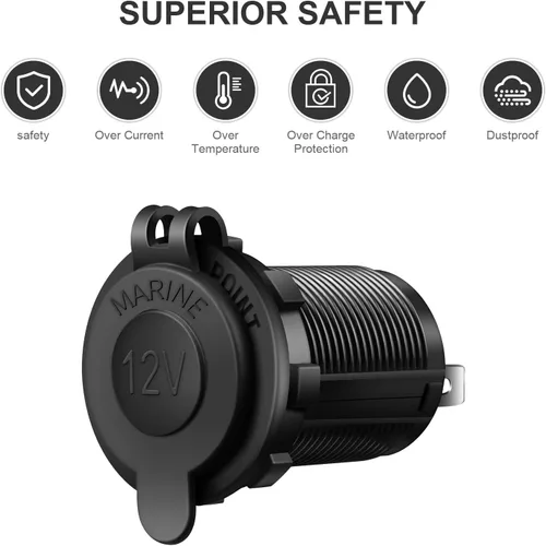 Vista 5 de MXRS - Enchufe para encendedor de cigarrillos de 12 V, para coche, motocicleta, todoterreno, RV, toma de corriente, enchufe impermeable, 3