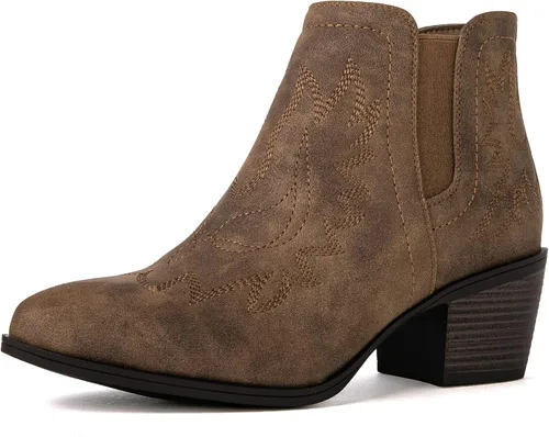 Vista 10 de GLOBALWIN Women's Cowgirl Boots Pull On Ankle Booties 21yy01 Negro2