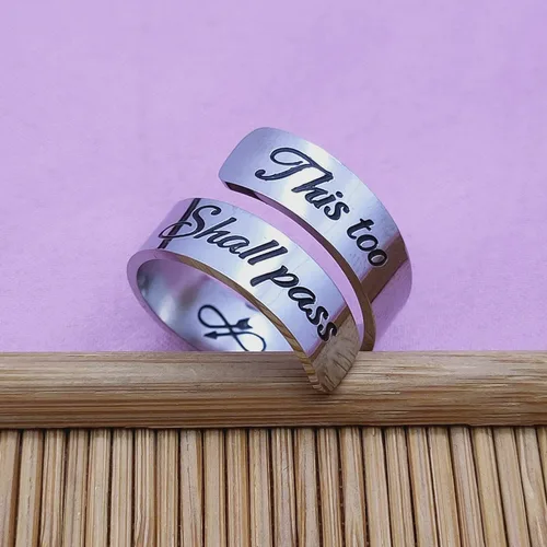 Vista 17 de HOFOYA Anillos inspiradores ajustables de acero inoxidable, anillos de grabado, joyería motivacional, graduación, San Valentín, regalos