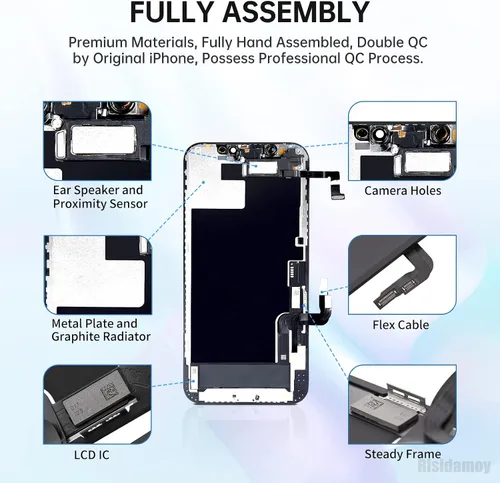 Vista 2 de Para iPhone 12/12 Pro Reemplazo de pantalla de 6.1 pulgadas (modelo A2172 A2402 A2403 A2404) Montaje completo con altavoz de oído Sensor