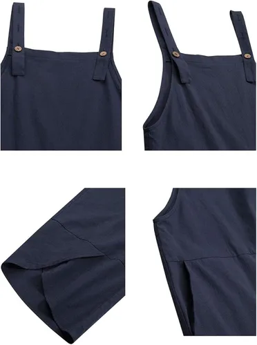 Vista 5 de Xunger Overol vintage con peto para mujer, holgado, ajustable, con lazo frontal, de algodón, con bolsillos