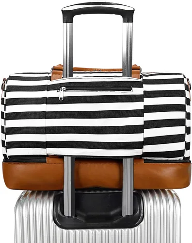 Vista 3 de Newshows Bolsa de viaje para mujer con manga para equipaje, Raya Negra (Black Stripe)), Newshows SM04V949A