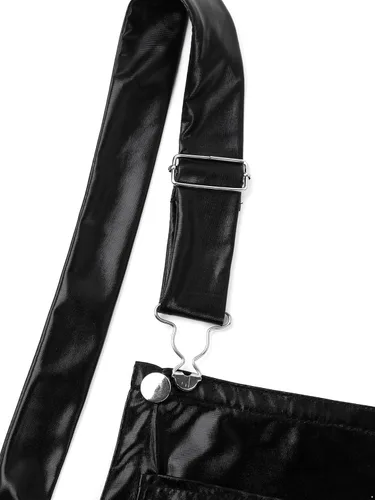 Vista 4 de Overol corto metálico brillante para hombre, con correas ajustables, enterizo de una pieza para fiesta, vestido elegante para club