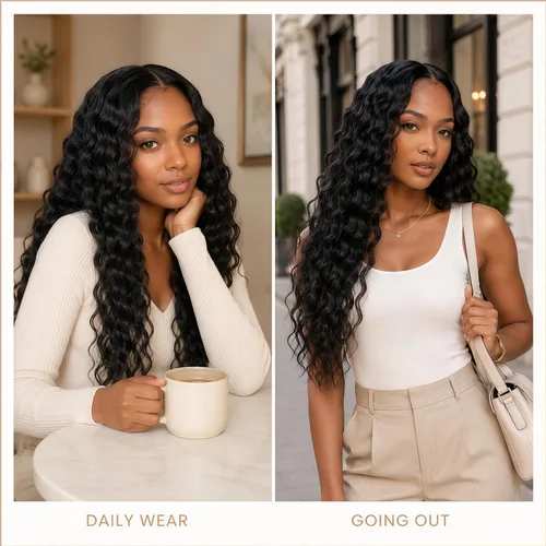 Vista 5 de Human Braiding Hair for Boho Braids 20inch Curly Wave Bulk Bundles 1B (A)1B