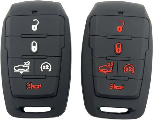 Vista 6 de Funda protectora de silicona para llavero de automóvil para Ram 1500 2021 2020 2019, accesorios de 5 botones de entrada sin llave, control remoto