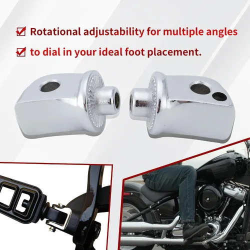 Vista 3 de Adaptador de clavija de pasajero estriado para estriberas delanteras/traseras y tablas de suelo para modelos Harley Softail 2018-2023, cromado