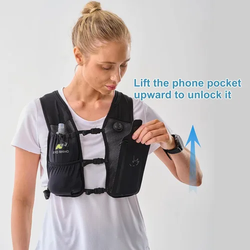 Vista 8 de Chaleco para correr con Botella Blanda de 350 ML de TPU, Chaleco Pequeño de Agua para Correr - Correas de Pecho Ajustables, Chaleco Ligero