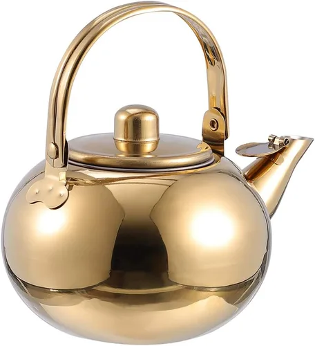 Vista 2 de Hemoton Tetera de acero inoxidable con infusor para florecer y floja el fabricante de té de la hoja 1. 5L oro